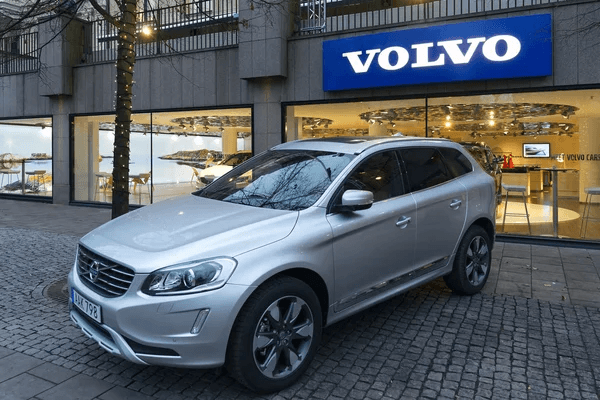 a diesel volvo car outside a volvo showroom